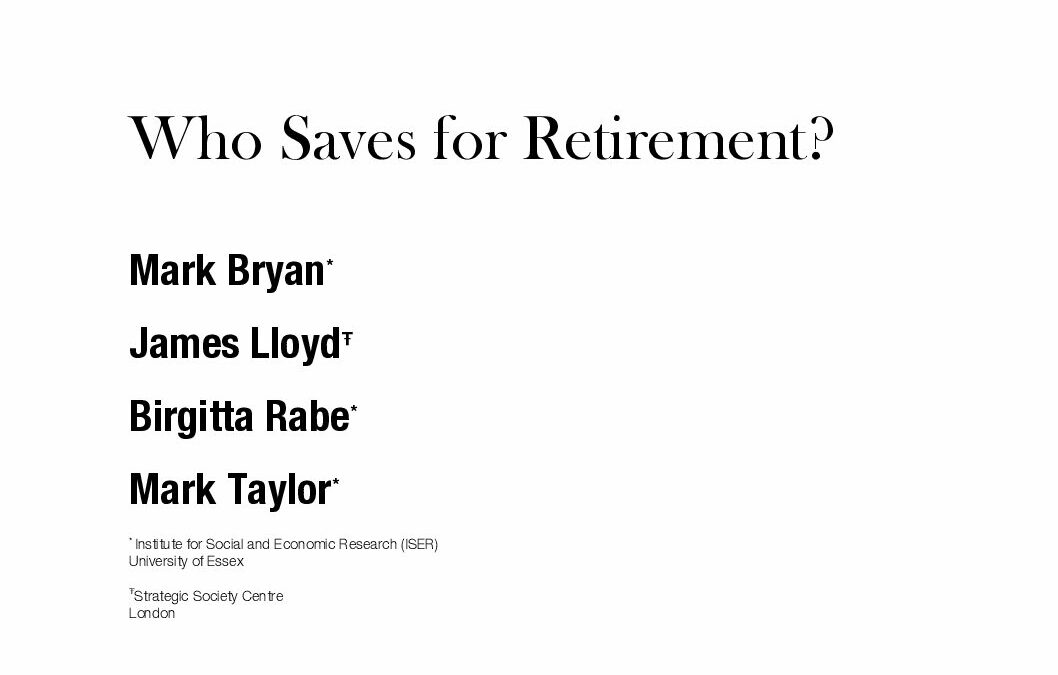 Who Saves for Retirement